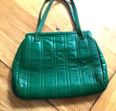 £4 • Buy Vintage Jane Shilton Small Green Leather Handbag 8  X 7 