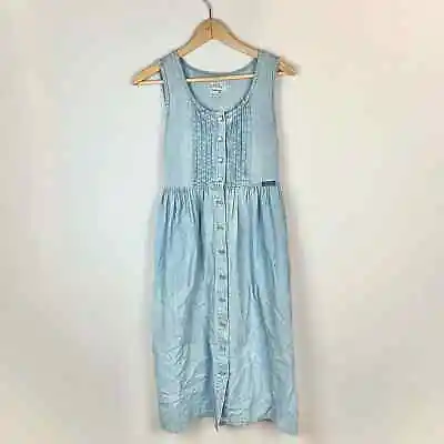 Vintage True Blue Denim Praire Cottagecore Button Front Dress • $27