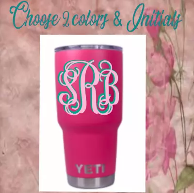 Monogram Vinyl Decal Sticker For TumblersCups Personalized 2.5'  2 Colors • $3