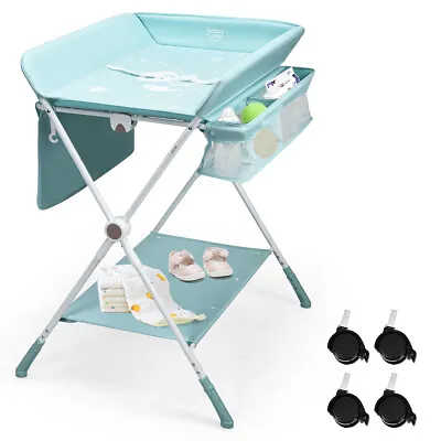  4-in-1 Baby Changing Table Folding Nursery Changing Station Bath W/Mat Storage • £56.95