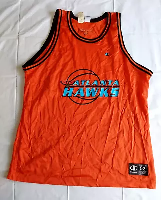 Vintage ATLANTA HAWKS Jersey Orange Champion Size 52 XXL - NWT ! • $33.99