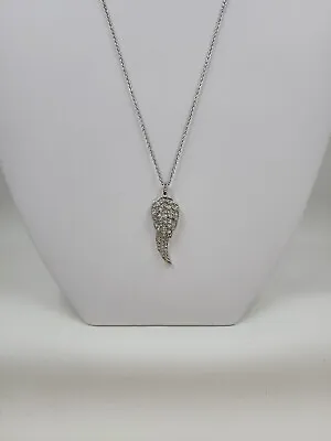 Diamonique Angel Wing CZ Pendant With Chain Sterling Silver • $34.95