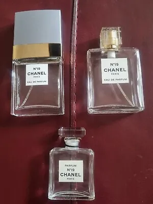 £19.99 • Buy 3 Chanel No.19 Eau De Parfum, 2 EMPTY 1 With Drips Vintage Perfume Bottle Scent