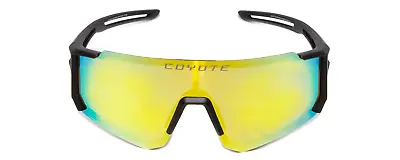$59.46 • Buy Coyote Cobra Sport Wrap Shield Polarized Sunglasses Black Grey&Gold Mirror 135mm