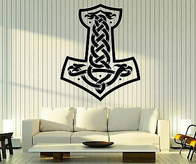 Wall Vinyl Decal Mjolnir Scandinavian Thor Hammer Vikings Interior Decor Z4636 • $68.99