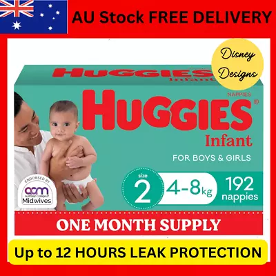 Huggies Infant Nappies Size 2 (4-8Kg) 192 Count - Disney Designs AU Stock • $76.45