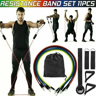 $10.75 • Buy 11 PCS Resistance Band Loop Set Exercise Workout Crossfit Fitness Yoga Pilates
