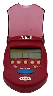 Vintage Radica Poker 2001 Handheld Video Game Tested Working Flip Top Red 5 Card • $10