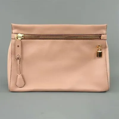 TOM FORD ALIX Nude Textured Leather Gold Padlock Clutch Handbag • $1990.71