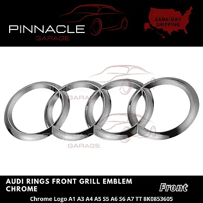 Audi Front Rings Chrome Grille Emblem Badge A1 A3 A4 A5 S5 A6 S6 A7 TT 8K0853605 • $14.98