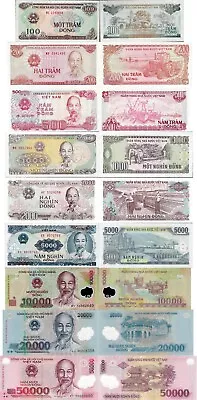 Vietnam Set 9pcs 100+200+500+1000+2000+5000+10000+20000+50000 Dong P.100-121 UNC • $19.99