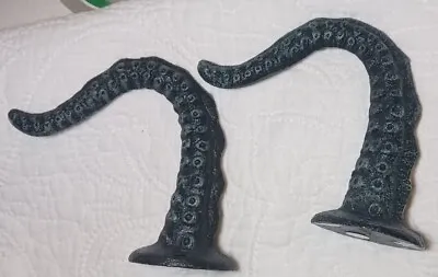 Octopus Tentacle Wall Hooks Cast Iron Towel Hanger Nautical Set Of 2 Pre-Owned  • $28