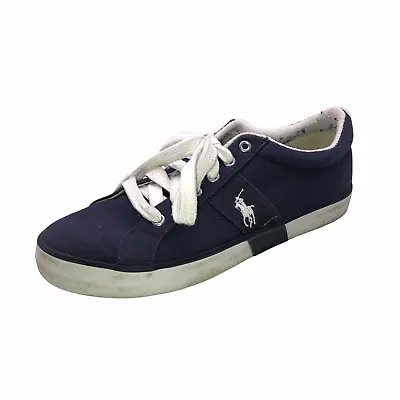 Polo Ralph Lauren Womens Size 8 B Gillian Canvas Blue Sneakers Shoes Lace Up • $16.63