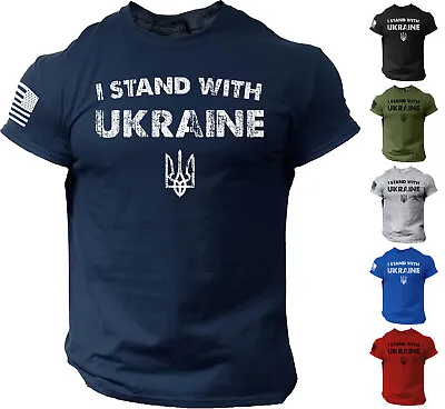 I Stand With Ukraine T Shirt American Flag Ukrainian Support  • $17.90