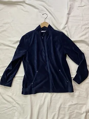 Sag Harbor Navy Blue Velvet Jogging Jacket Small • $9