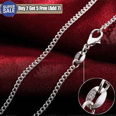 Genuine 925 Sterling Silver Curb Chain Necklace Lobster Clasp 16 -30  UK • £3.02