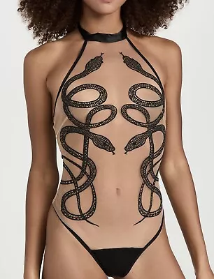 Thistle And Spire Medusa Bodysuit Black Nude Embroidered Snakes Size Medium Used • $69.99