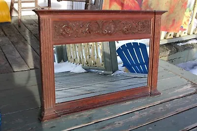 Great Antique Small Oak Carved Mirror With Lizard And Flower Design Horner Style • $450