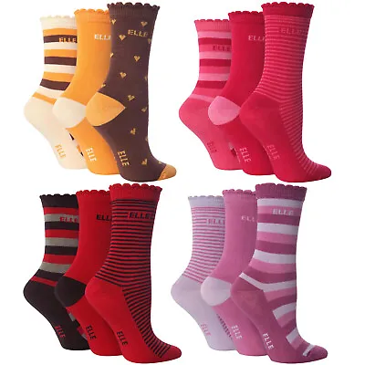 £7.99 • Buy ELLE - 6 Pack Girls Cotton Striped Ankle Dress Socks - Great For School