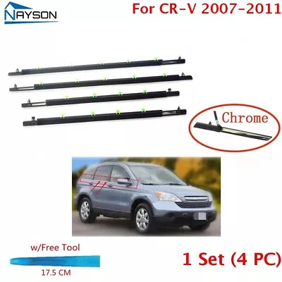 4X Chrome W/Tool Window Sweeps Felt Beltline Molding Trim Belt For CRV 2007-2011 • $28.48