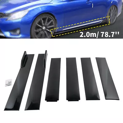 Glossy Black 78.7'' Side Skirt Extensions Rocker Panel Splitters Protector Lip • £57.59