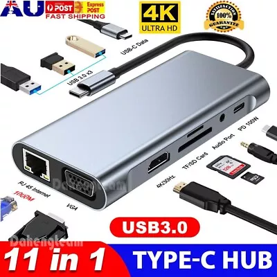 11 In 1 Laptop Docking Station Type-C  USB-C Dual HDMI Hub AdapterTriple Display • $12.34