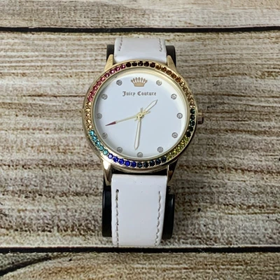£19.95 • Buy Juicy Couture Black Label JC/1274Y Ladies Watch White Leather Strap Stone Bezel