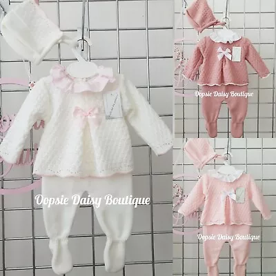 £13.95 • Buy Baby Girls Spanish Knitted Outfit Size 0-3mth With Bonnet 💗