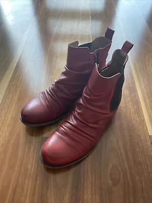 EOS Red Leather Boots WILLA-W Size 39 • $150