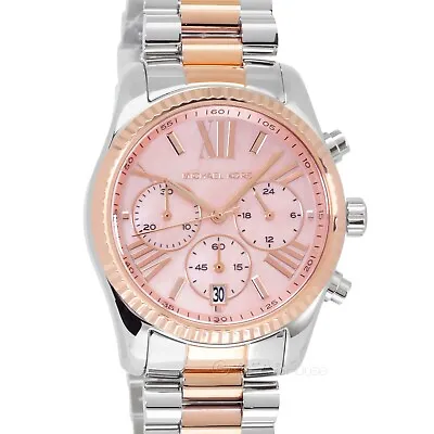 Michael Kors Womens Lexington Watch Two-Tone Rose Gold Silver Pink MOP Dial • $111.93