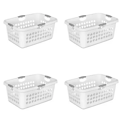 (FAST SHIP FROM USA) 2 Bushel Ultra Laundry Basket Plastic White Set Of 4 • $34.99