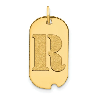 $181.99 • Buy 14k Yellow Gold Polished Letter R Initial Dog Tag Charm Pendant