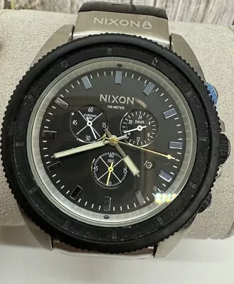 Nixon The Rover Chrono Watch AS IS A290 1529 Stainless Black Rubber READ DETAILS • $36