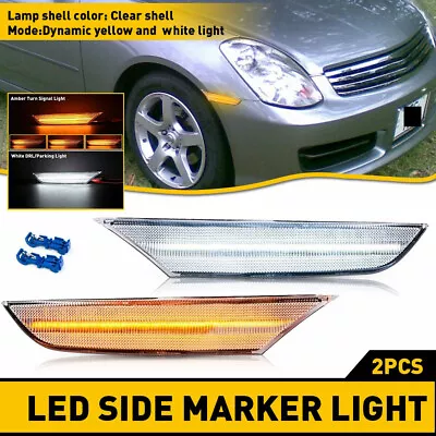 For Infiniti G35 Sedan 4D 03-06 Clear Bumper LED Side Marker Lights Amber White • $29.44