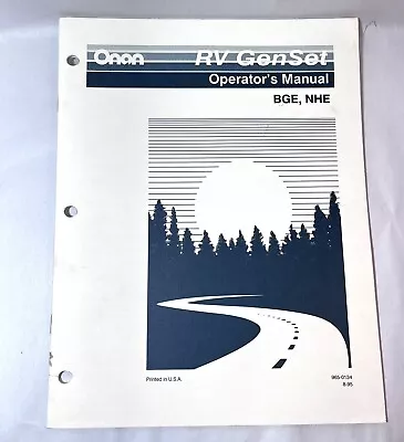 Onan RV GenSet Operator's Manual For Emerald Plus BGE NHE Generator Sets • $7.50