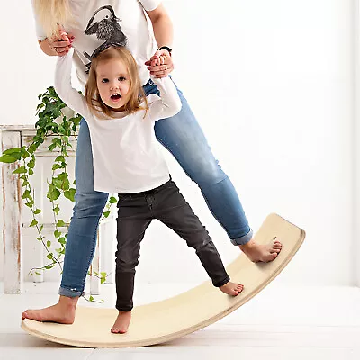 Goplus Wood Wobble Balance Board Kids 35  Rocker Yoga Curvy Board Toy Felt Layer • $62.49