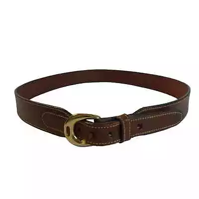 Brooks Brothers Belt Size 34 Brown Leather Brass Buckle Vintage Office Career • $19.99