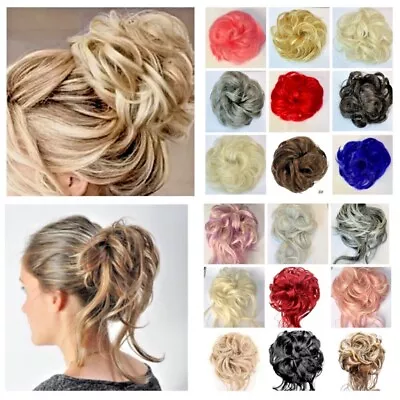 Hair Scrunchie Messy Bun Hairpiece Wavy Curly Updo Medium Length Various Colours • £5.45