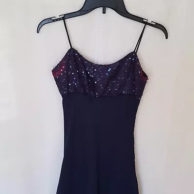 Vintage 2000s Navy Blue Sequin Prom Dress Size 3/4 • $40