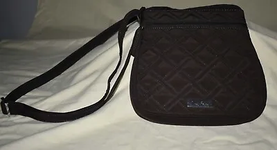 VERA Bradley EXPRESSO BROWN Medium CROSSBODY Bag Adjustable Strap EXCELLENT USED • $10.95