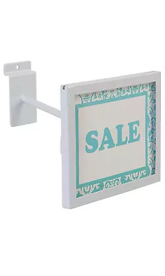 Slatwall Sign Holder White Holds 7  X 5 ½  H Signs Metal Slat Wall • $23.95