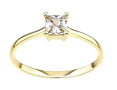 9ct Gold 0.40ct Princess Cut Engagement Ring Size J To S - Simulated Diamond • £64.95