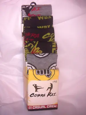 Bioworld  Cobra Kai  Tv Series  Men's Crew Socks  6 Pairs  Sizes  8 - 12 • $9.95