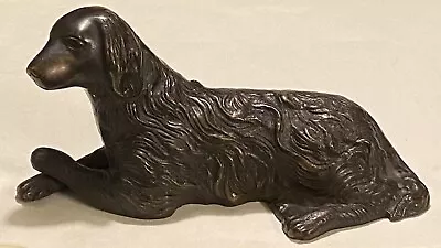 Vintage Bronze Recumbent Retriever Spaniel Setter Dog Sculpture Figurine • $59.99