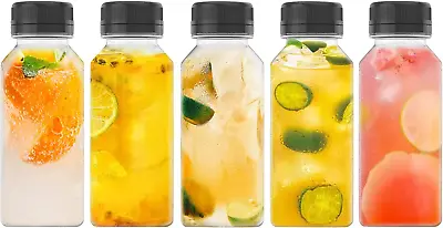 5 Pcs 8 Oz Plastic Juice Bottles Empty Clear Containers With Tamper Proof Lids F • $13.55