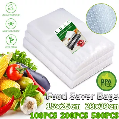 $99 • Buy 500 Quart Vacuum Sealer Bags 8x12 6x10 Embossed Food Saver Storage Package