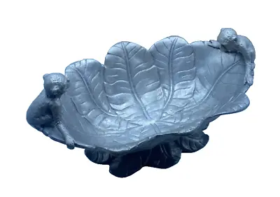 Arthur Court RARE 2005 Signed Aluminum Banana Leaf Monkey Dish Bowl 8x5x2 Inches • $55