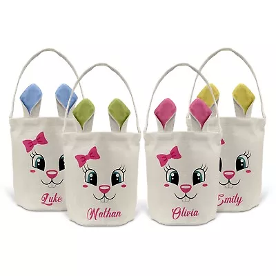 Personalised Easter Egg Tote Basket Bucket Treat Chocolate Bunny Rabbit Gift D2 • £11.49