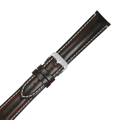 Hadley Roma MS885 24mm Brown Oil Tan Leather Contrast Stitched Watch Band • $15.77