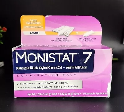 Monistat 7 DAY Combo Vaginal Antifungal 1.59oz CREAM W/applicators NIB 04/24 • $12.99